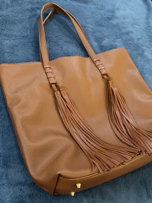 Tassel Detail Leather Tote in Cognac Brown thumbnail 5