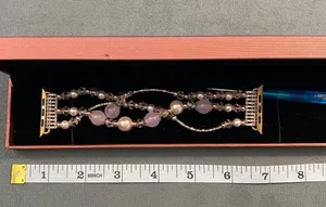 Elegant Rose Gold Apple Watch Band 42mm With Pearl & Pink Bead Accents thumbnail 4