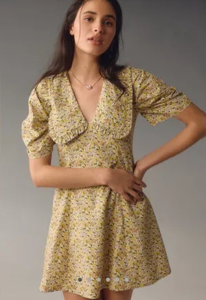 Anthropologie Floral Peter Pan Collar Dress New With Tags 2 petite thumbnail 1