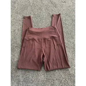 Grace & Lace Leggings Womens Size M Brown High Waisted Side Pockets thumbnail 3