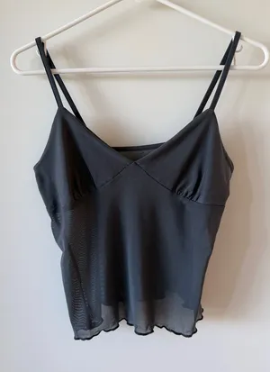 Charcoal grey sheer mesh cami Gray Size XS thumbnail 1