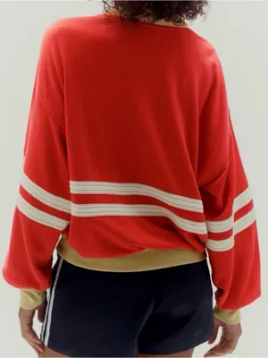 Anthropologie Pilcro Pep Rally Oversized Crewneck Sweatshirt XS Red Panther thumbnail 3