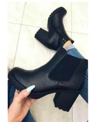 Refresh Black Chunky Lug Sole Slip On Bootie thumbnail 2