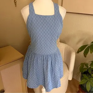 FREE PEOPLE Blue Free-Est Va Va Volume Mini Dress Feminine Open‎ Back thumbnail 4