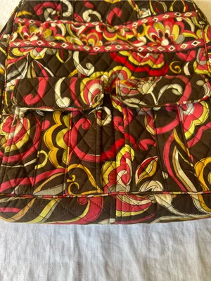 Vera Bradley Brown, Pink & Yellow Quilted Floral Tote thumbnail 2