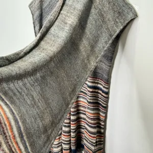 Free People Latitude 30 Wrap Poncho Shawl Rainbow Gray Fringe Sweater Stripe‎ thumbnail 7