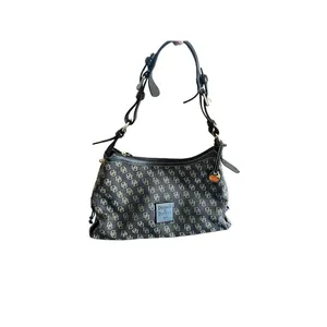 Dooney & Bourke Canvas Leather Hobo Shoulder Bag Vintage Y2K Monogram thumbnail 4