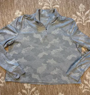 Yogalicious Light and Mid-Grey Camo Quarter-Zip Sweater thumbnail 1