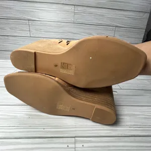 Jeffrey‎ Campbell Rodillo Cutout Leather Wedge Peep Toe Sandals Tan Womens 8 thumbnail 6