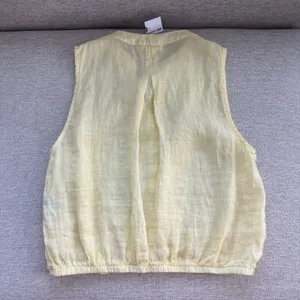 NWT Bella Dahl Linen Top XS Yellow Button Front Coastal Chic Cottage Preppy thumbnail 2