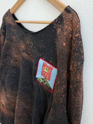 Night of the Living Dead Bleached Long Sleeve Off the Shoulder T-Shirt Horror Gr thumbnail 4