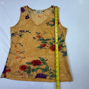 24 Karat Floral Beaded V-Neck Tank Top Size L thumbnail 3