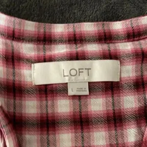 Loft Red Plaid V-neck Blouse thumbnail 2