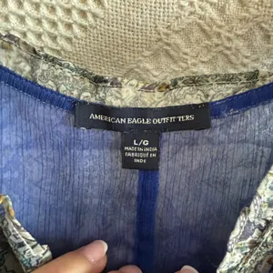 American Eagle Outfitters Blue & Neutral Boho Print Top thumbnail 3