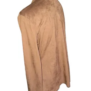Camel Suede Boho Blazer Trendy Neutral High Low Blouse thumbnail 3