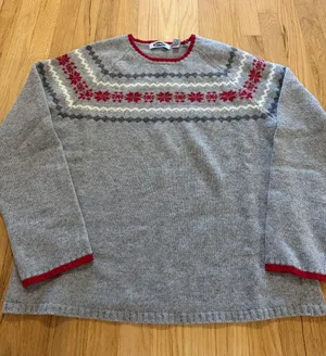 Vintage Y2K Old Navy 100% Lambswool Fair Isle Snowflake Crewneck Sweater Sz XL thumbnail 1