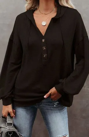 Esley Medium Long Sleeve Deep V Relaxed Long Sleeve Top thumbnail 1
