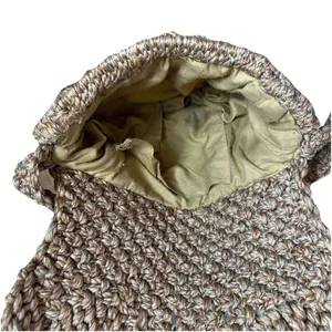 Vintage‎ Woven Tan Woven Rope Fold Over Jute Boho Handbag Shoulder Bag Purse thumbnail 5