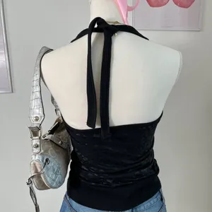 2000s Y2k Express Deadstock‎ Henley Halter Tie Top Womens Size Small thumbnail 3