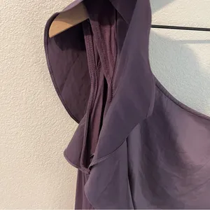 The Limited‎ Purple Satin Ruffle Front Knit Back One Shoulder Blouse Size S thumbnail 3
