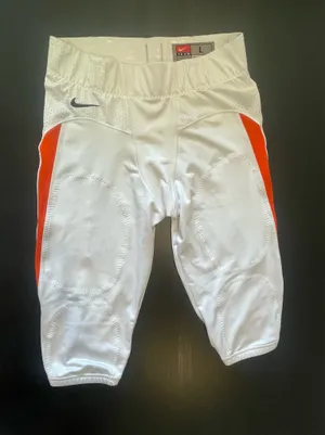 Nike Men’s White and Orange Padded Football Pants ( Large) thumbnail 9