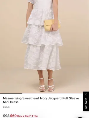Lulu's White Tiered Puff-Sleeve Midi Dress with Square Neck thumbnail 2