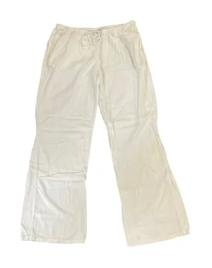 Divided Linen Blend White Drawstring Pull on Pants Size Small Summer Vacation thumbnail 1