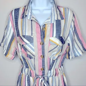 Style Envy Striped Button Down Dress Size M‎ Pink Size M thumbnail 3