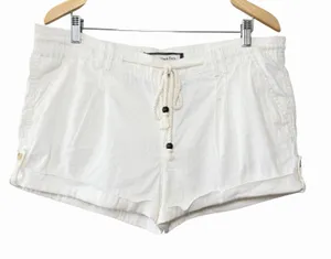 Abercrombie &‎ Fitch Womens Linen Shorts Size 12 Ivory Drawstring Resort Preppy thumbnail 1