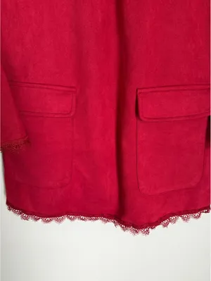 Dress Red Mini Indie BOHO Size Large Coquette Cottage Peasant Red Tomato Rare thumbnail 6