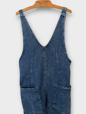 Free People High Roller Denim Jumpsuit Size XS thumbnail 7