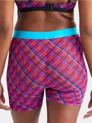 Plaid Boyshort Panty with Turquoise Waistband thumbnail 1
