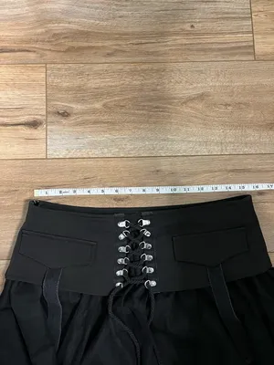 Black Lace-Up Tulle Mini Skirt with Utility Flap Details thumbnail 5