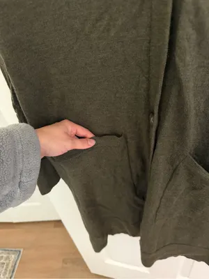 Pendleton Dark Green 100% Merino Wool Long Cardigan Sweater Size Large HOLES thumbnail 8