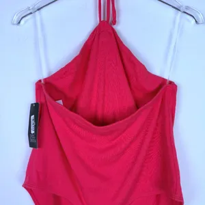 NWT Ribbed Rosette Bodysuit Sleeveless Halter Pink Size Large L NEW thumbnail 11