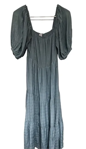 NSR Women's Puff-Sleeve Maxi Dress in Slate Blue thumbnail 1