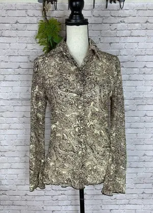 Vintage Rod’s Boho Lace Small Bell Sleeve Sheer Button Down thumbnail 1