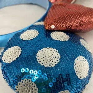 Disney Parks Blue White Polka Dot Sequin Minnie Ears Headband Flower Mickey Cute thumbnail 3