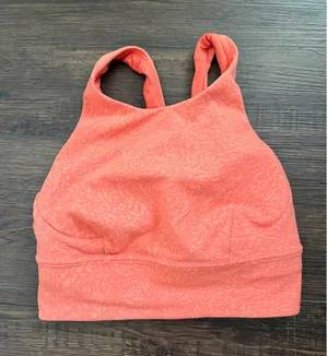 Lululemon Wunder Train Long-Line Bra *Medium Support, C/D Cups Crunch Warm Coral thumbnail 1
