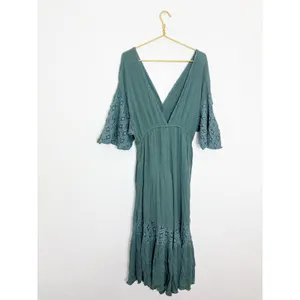 Free People Angela Jumpsuit Dried Pine Crochet Jumper Large Flowy Bohemian thumbnail 13