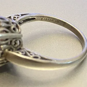 Vintage KABANA Sterling Silver Oval Amethyst Ring Size 9 Ornate thumbnail 5