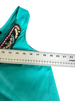 Miss Me Women's Turquoise Sleeveless Beaded Neckline Top thumbnail 5