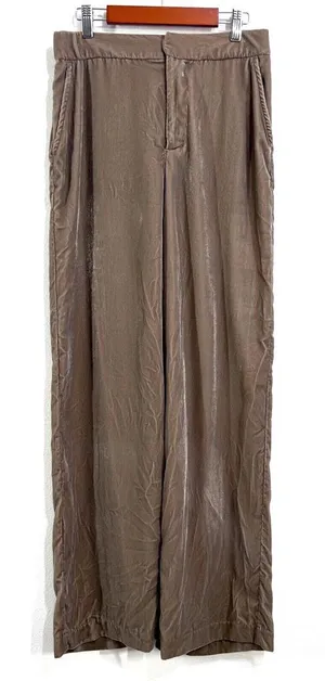 Gap Pants Women 4 Gray Velvet‎ Velour Wide Leg Pants Pockets Mid Rise Classic thumbnail 1