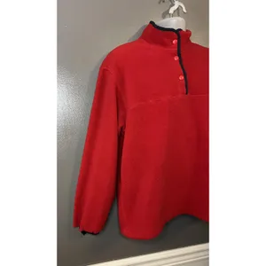 Woolrich Fleece Pullover Womens Medium Red Polartec Snap Mock Neck Outdoor Warm thumbnail 2