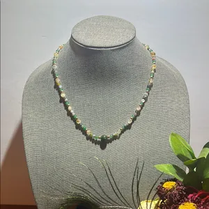 Handmade Moss Agate + Citrine + Green Aventurine Beaded Necklace * ✨ thumbnail 2