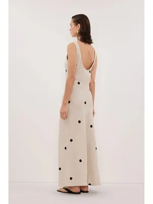 NWT DISSH Beverly in Natural Spot Linen Scoop Back Sleeveless Maxi Dress US 6 thumbnail 11