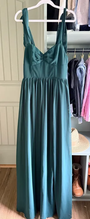 Lulu's Emerald Green Maxi Dress with Sweetheart Bodice thumbnail 1