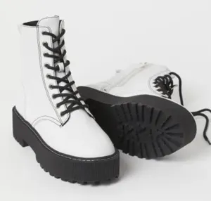 H&M Divided NWOB white platform lace up combat boots size 39 thumbnail 1