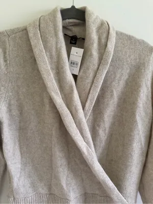 Ann Taylor cashmere Shawl Collar Wrap Sweater Dress NEW NWT fall luxury soft thumbnail 4