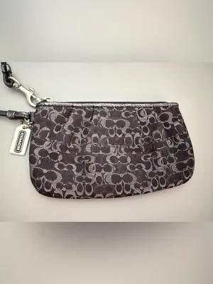 Coach Black Signature Wristlet with Silver Tags thumbnail 6